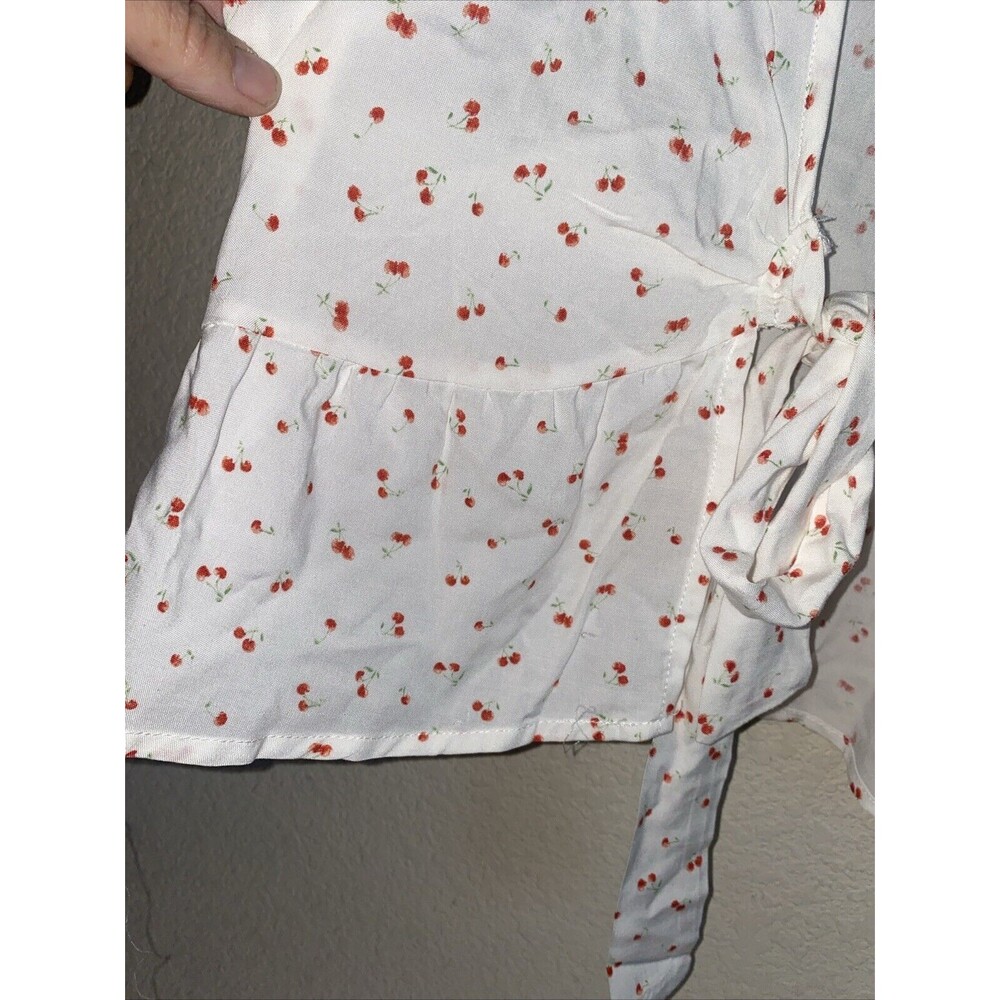 new Babydoll Cherry Blouse Shirt Crop Tie Front Fairy Dainty 90s retro sexy - Picture 5 of 8